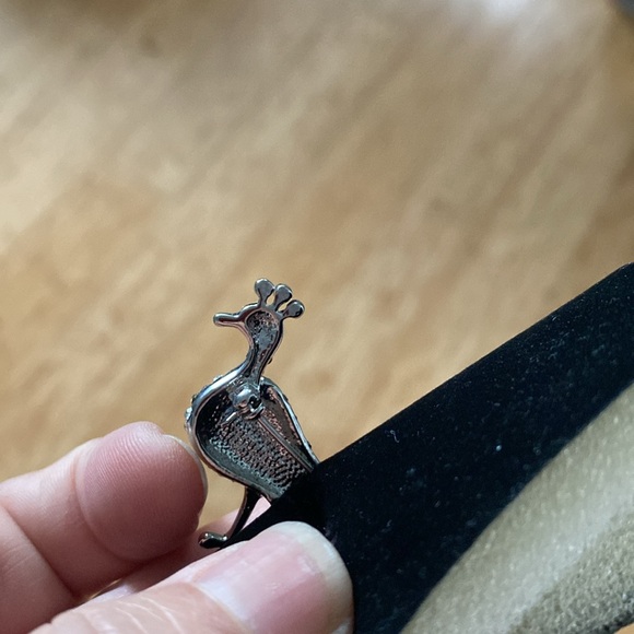 NWOT. Brooch / pin - peacock with crystals - silver color . New - Picture 2 of 2
